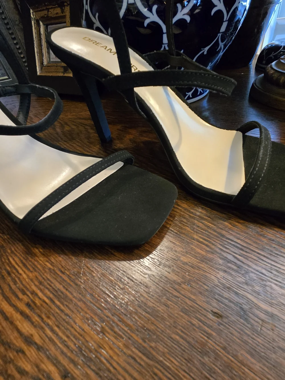 Dream Pairs Black Strappy Square-Toe Slingback Heels